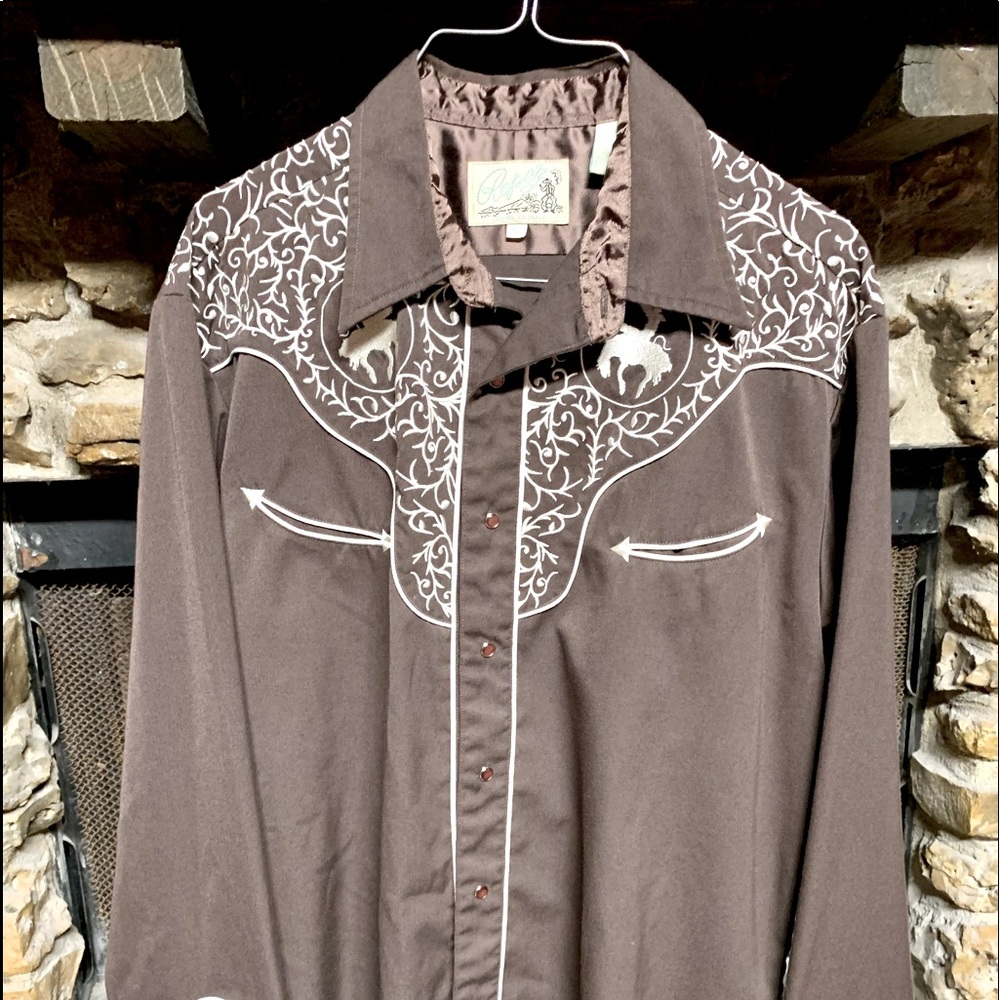 Vintage Roper Western Embroidered Cowboy Shirt XL Pearl Snap Button down